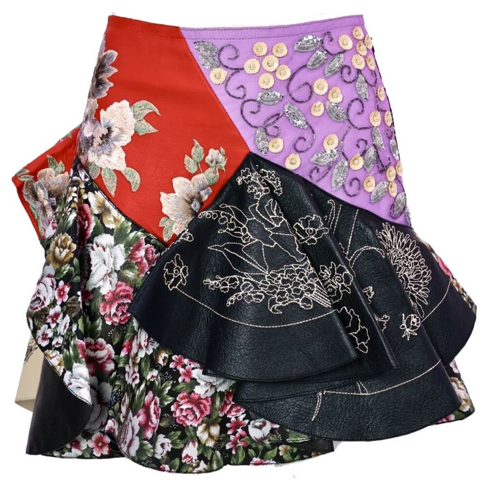 Alexander Mcqueen Floral Patchwork Ruffle Leather… - image 2